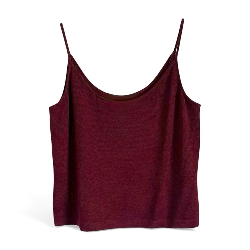 ST JOHN SANTANA KNIT BORDEAUX SHELL TOP SZ M - Picture 2 of 7